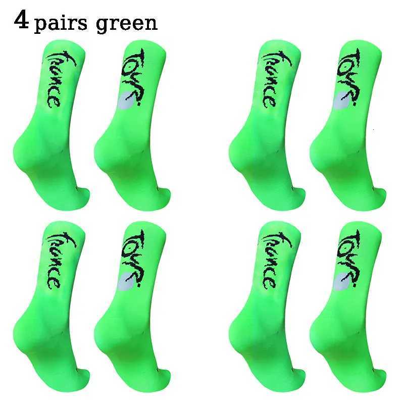 4 pairs of circular French letter cycling socks for men women breathable and sweat absorbing compression sports cycling socksW251011