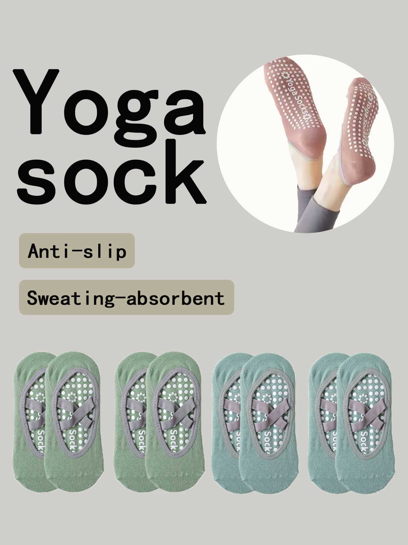 4 Pairs Women Fitness Breathable Yoga Socks Silicone Antislip Ballet Socks Pilates Socks Floor SocksW251011