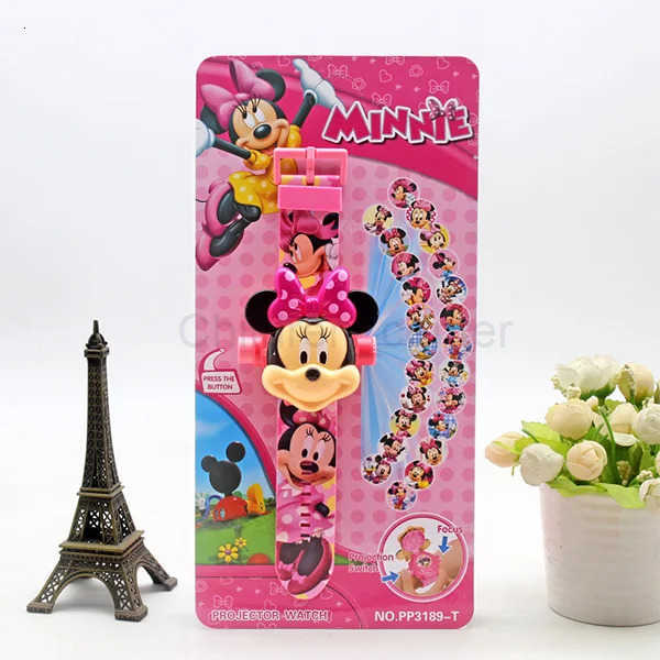 Disney kids watches for Girls 3D Projection Princess Elsa Mickey Mouse Digital Watch Spiderman Clock relogio H251011