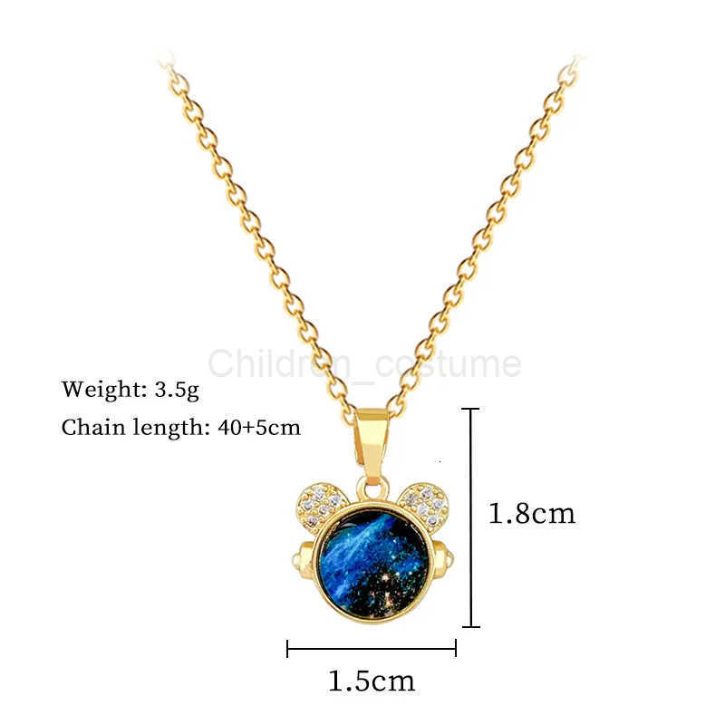 Disney Stainless Steel Chain Necklaces for Women Creative Starry Sky Mickey Mouse Head Pendant Necklace Cute Jewelry Accessories H251011