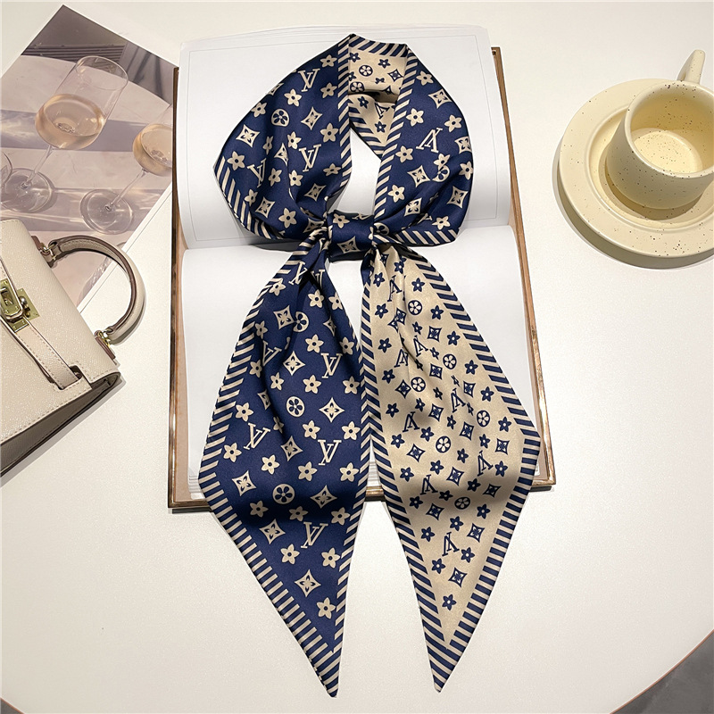 46tyle Fashion Designer Luxury Printed Letter Silk Women's Handbag Scarf Size 147X13.5cm