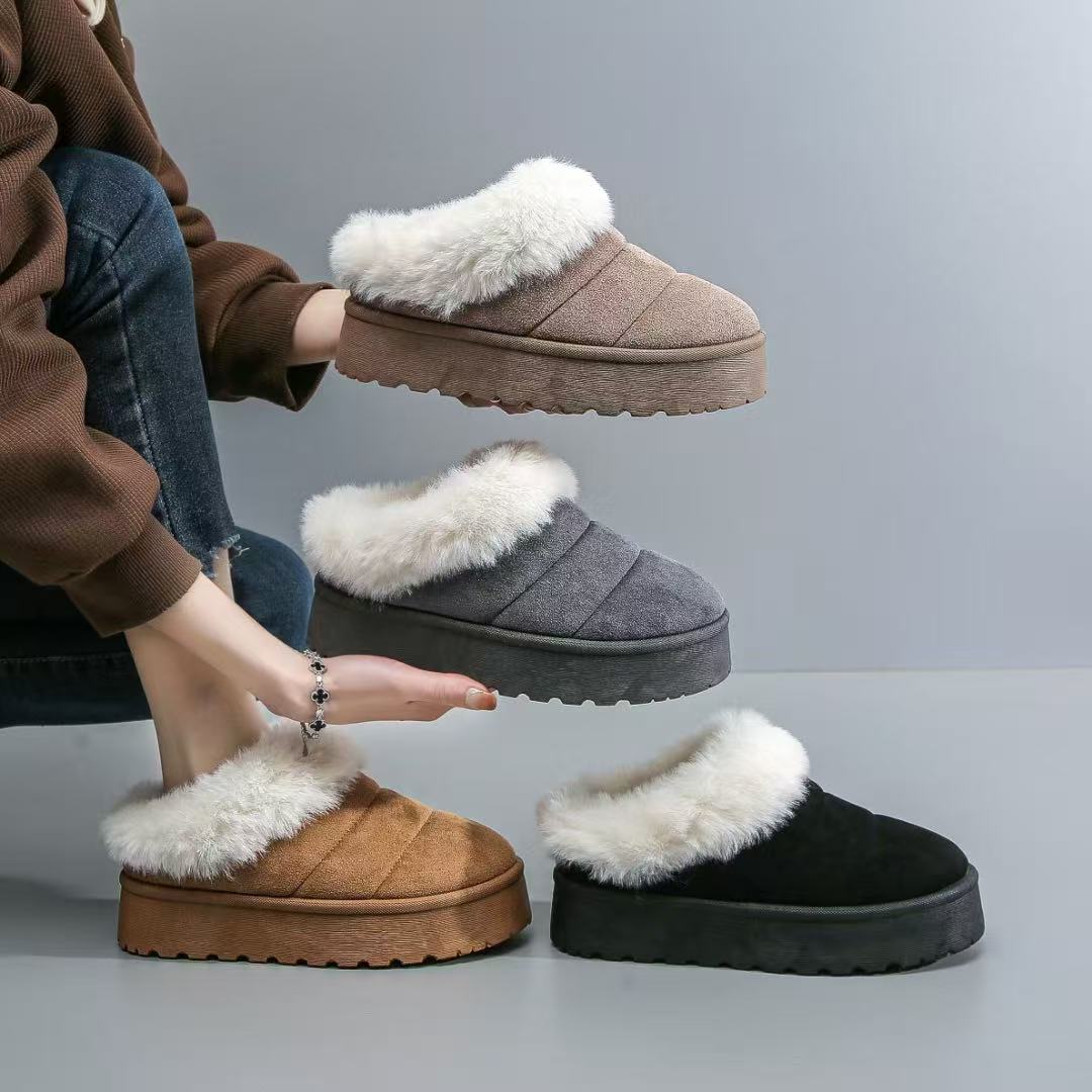Chic Womens Winter Footwear: Warmth Enhanced by Soft Fleece and Durable Thicker Cotton Construction
