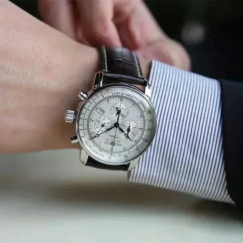 New Zeppelin Automatic Date Wristwatch Threeeye Run Seconds Multifunctional Timing Business Leisure Quartz Mens Watch D251011
