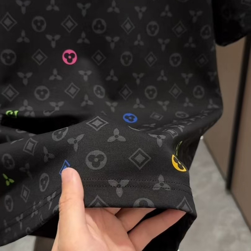 2025 Summer New Full Print Vintage Short Sleeve Men's Heavyweight T-shirt Designer Shirt Trendy Designer Hoodie Brand Versatile Crew Neck Top Coo