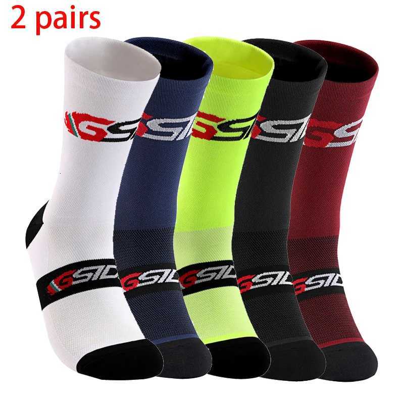 GSIDI2pairs 2023 New Cycling Socks Bike Nurse Compression Road Bike Running Mtb Kneehigh White Sports Funny Brand BlackW251011
