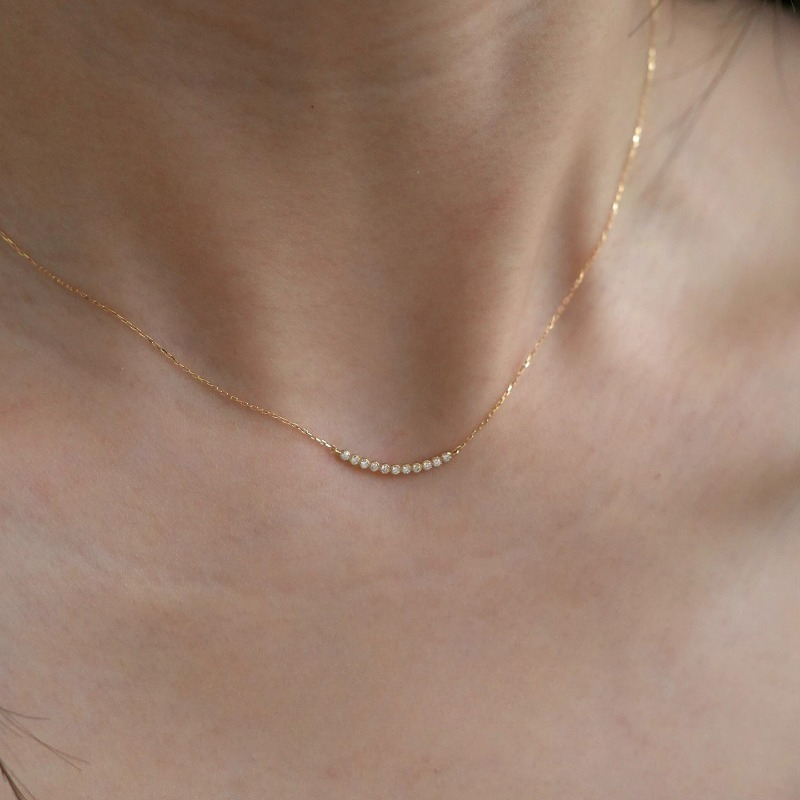 Necklace Fine Jewellery Jewellery 925 Sterling Silver Smile Mini Row Cubic Zirconia 1 Collarbone Chain for Daily Wear Special Occasion Gift High Quali