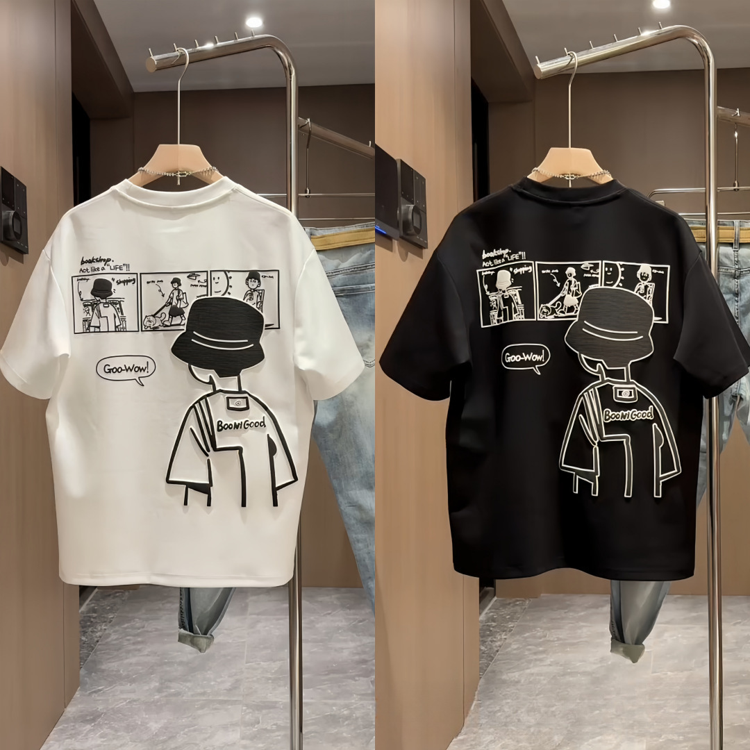 Same Style As Live Designer Shirt Room Summer Half-sleeve Unisex Short-sleeve T-shirt Fashionable Versatile Designer Hoodie Casual Breathable White
