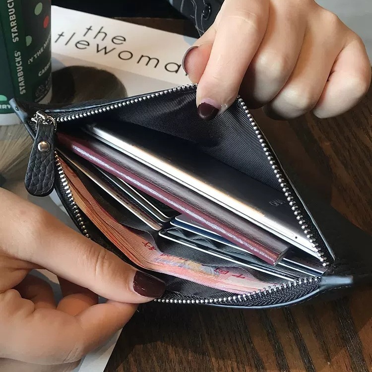 Genuine Leather for Women Long Style 2025 New Ultra-thin Clutch Wallet Niche Design Exquisite High-end