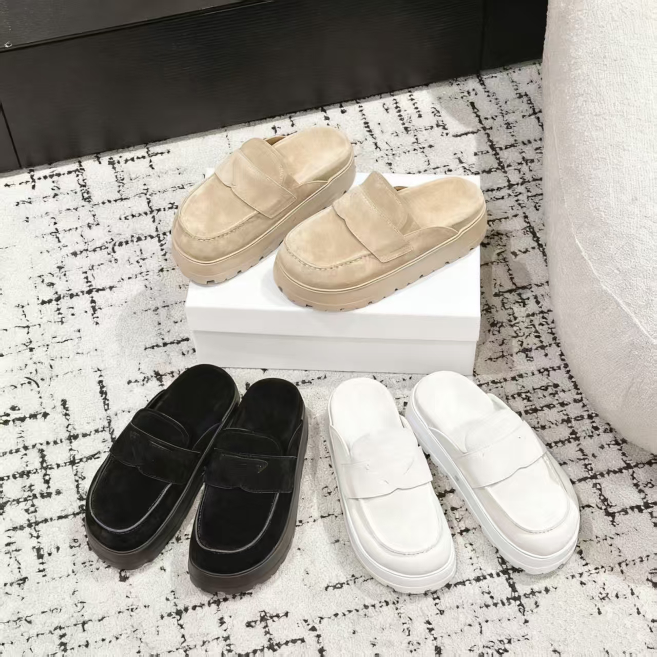 High quality Metal buckle Suede Platform heel mules shoes slipper sandal womens holiday Luxury designer shoes Vacation shoes Factory footwear with bag 35-41