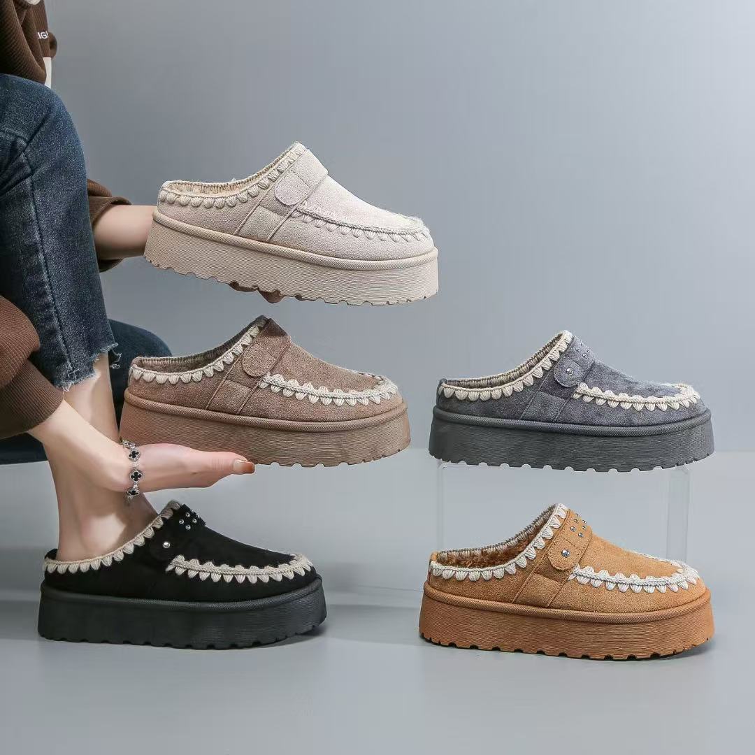 Chic Womens Winter Footwear: Warmth Enhanced by Soft Fleece and Durable Thicker Cotton Construction