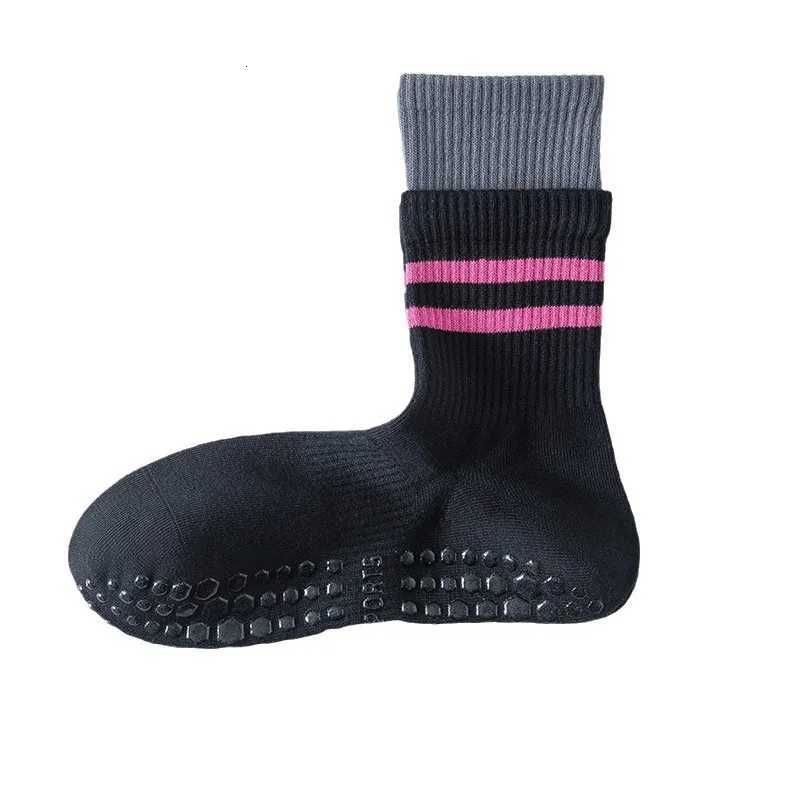 Women Yoga Socks Cotton Knitted Indoor Workout Dance Sports Socks Casual Striped Silicone Nonslip Gym Fitness Pilates SocksW251011