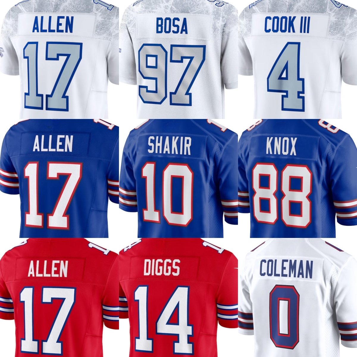 Josh Allen Bill Jersey Football James Cook Dalton Kincaid Khalil Shakir Keon Coleman Mitchell Trubisky Terrel Bernard Christian Benford Cole Bishop Matt Prater