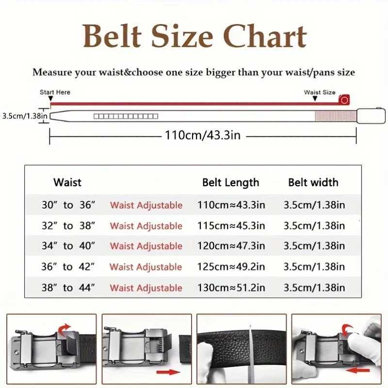 Mens Top Layer Cowhide Ratchet Belt with Scratch Resistant Alloy Automatic Buckle Business Style Durable Dress Belt Z251011