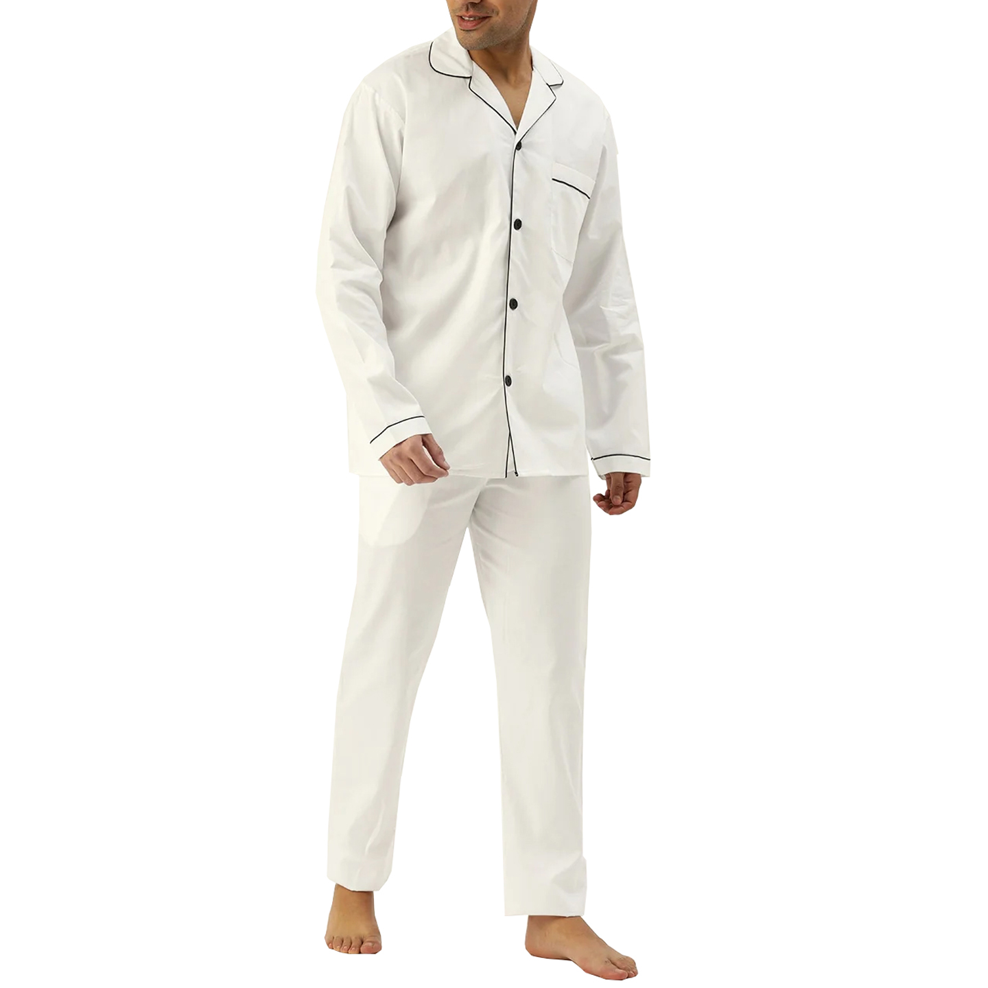 Men's Lightweight Breathable 100% Cotton Plaid Pajama Set Luxury Style