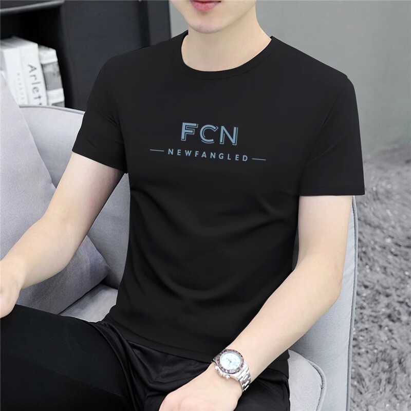 Designer Shirt Summer Designer Hoodie New Men's Short Sleeve Round Neck Printed T-shirt Simple Versatile Ice Silk Cotton Men's Half Sleeve Top