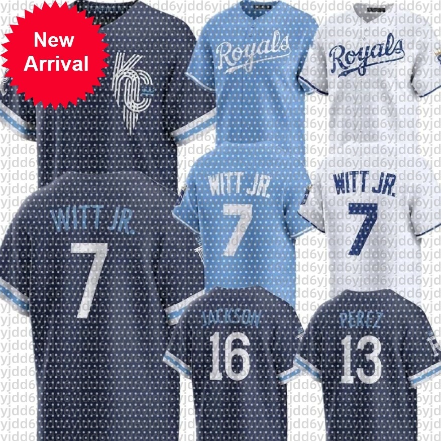 Custom Men Royals Baseball Jersey 7 Bobby Witt Jr. 13 Salvador Perez 9 Vinnie Pasquantino Cole Ragans Massey George Brett Bo Jackson Hunter Renfroe Jo