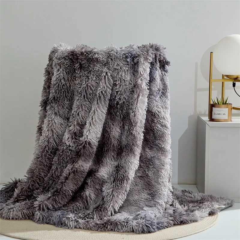 2025 hotselling solid color printing and dyeing mink fleece blanket plush tiedye flannel doublelayer thickened blanket C251011