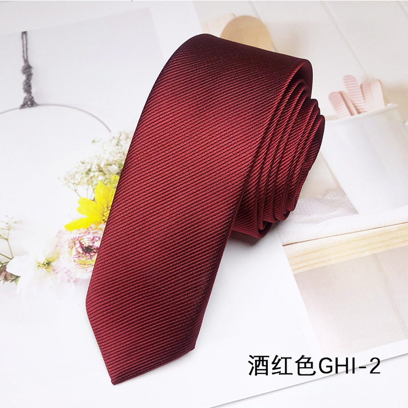 KAMBERFT Fashion Casual 4cm Slim Silk Tie Solid Color Black Red Ties Handmade Men Woven Skinny Necktie For Wedding Party 250908