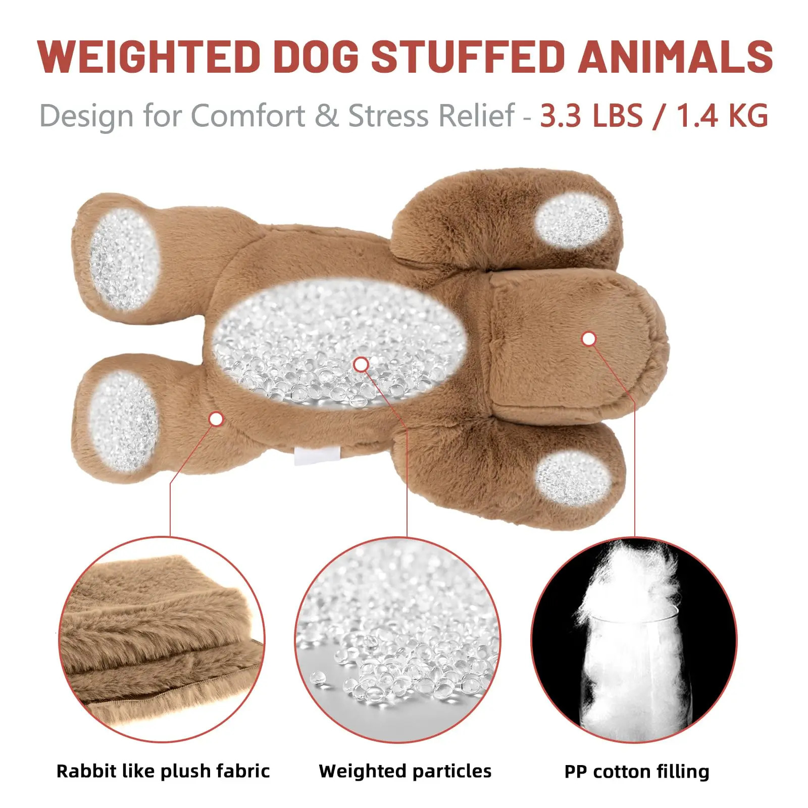 NiuniuDaddy Weighted Dog Stuffed Animals for Anxiety33lb Plush Toys Pillowfort Adults Kids Girls Boys 251010