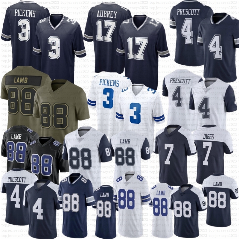 George Pickens CeeDee Lamb Football Jersey Dak Prescott Brandon Aubrey DeMarvion Overshown Trevon Diggs Tyler Guyton Emmitt Smith Jake Ferguson Stitched Jerseys