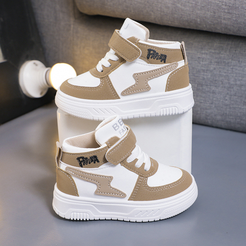 Children's high top board shoes breathable wear-resistant leather surface waterproof girls' casual shoes boys' sports shoes HOT - view 6