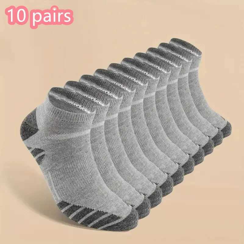 5Pairs Ankle Athletic Running Socks Cushioned Cotton Breathable Low Cut Sports Tab Socks For Men And WomenW251011
