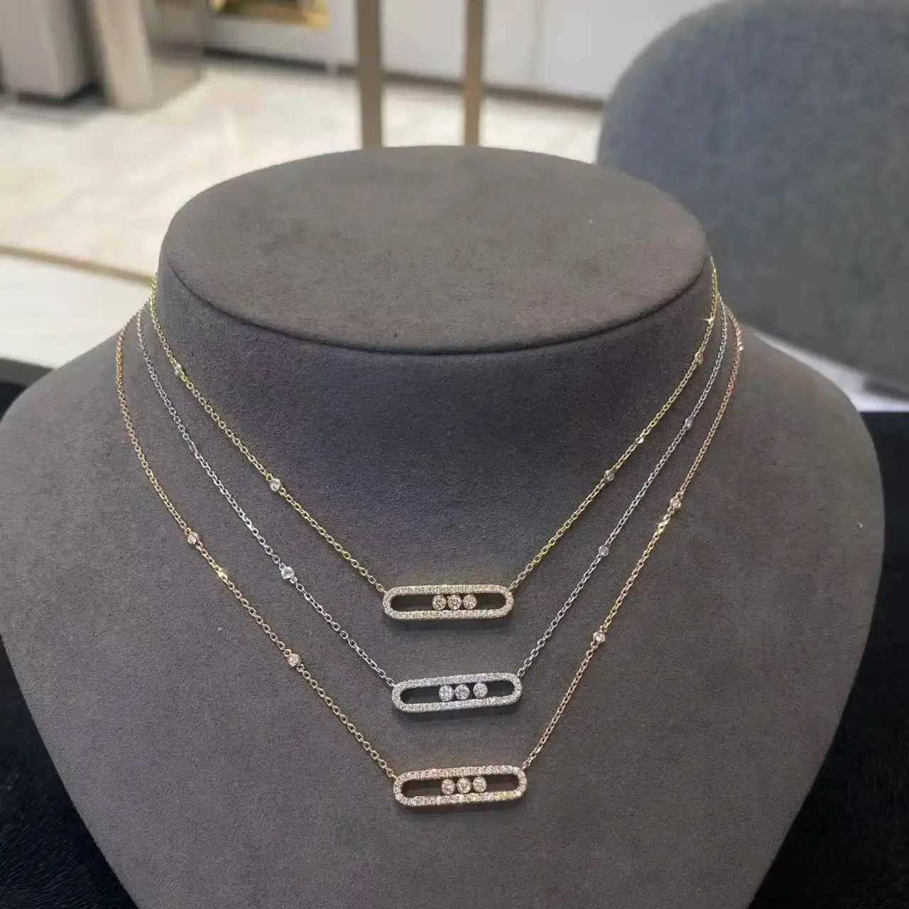 Baby Womens Pendant Necklace Three Mobile Diamonds High Quality S925 Silver Symbolize Yesterday Today Tomorrows LOVE Z251011