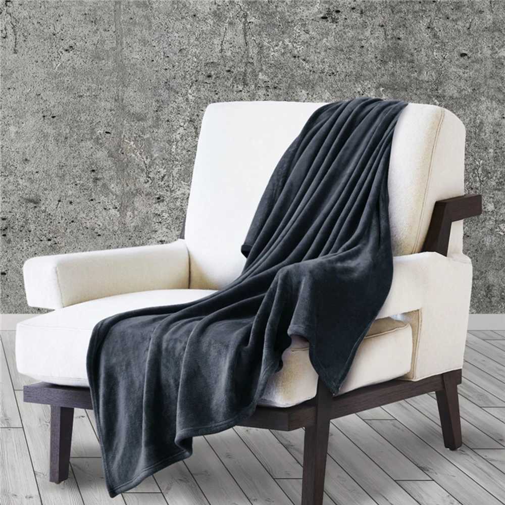 Spring Winter Flannel Blanket Fluffy Warm Soft Sofa Cover Bedspread Solid Blue Black Coral Fleece Plush Blankets For Beds C251011