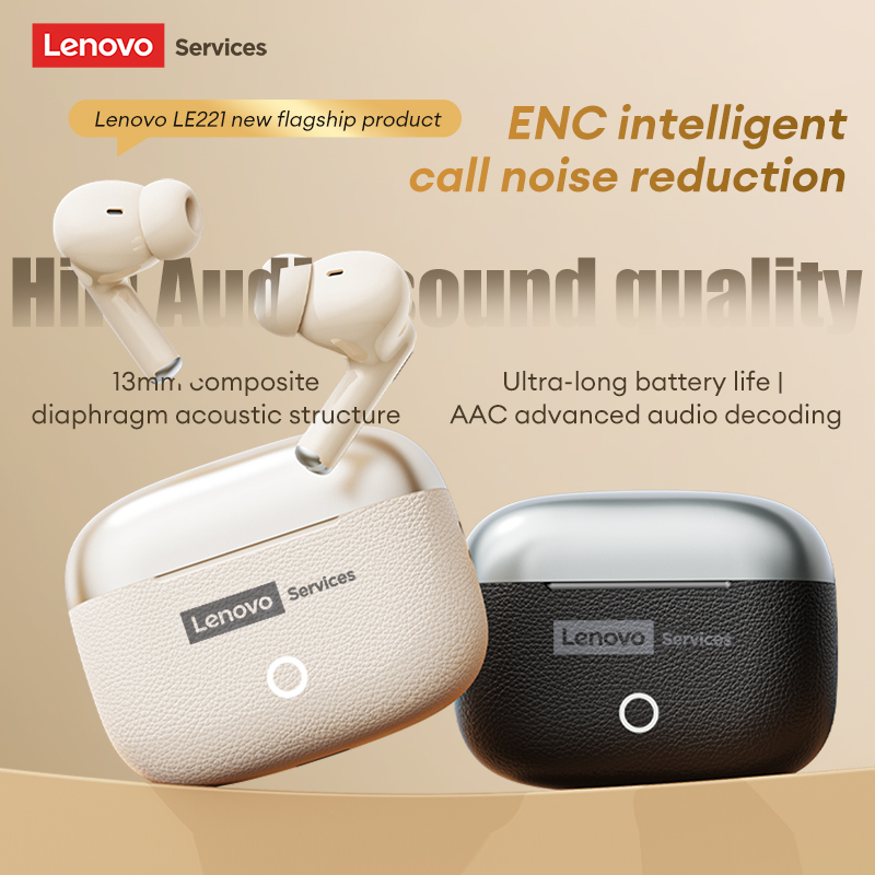 LenovoService Bluetooth Earphones TWS BT6.0 Long Battery Life Headphones LE221 IMAX Ultra-Clear Sound Quality Music Headset ENC Noise-Canceling Earbud