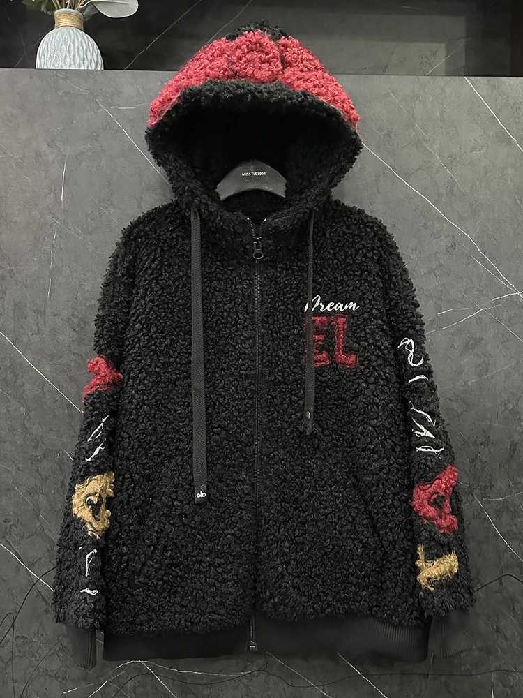 Fashion Autumn Winter Fluffy Overcoat Cute Minnie Loose Hooded Zip Cardigans Coat Midlong Long Slve Swt Lambswool Jacket L251010GQ0Z
