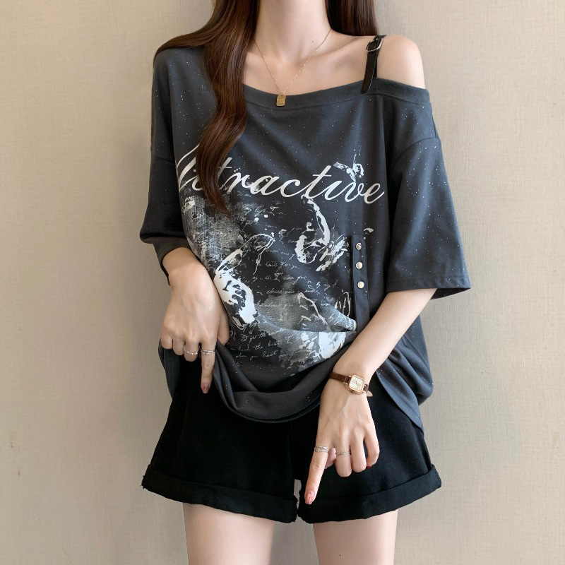 Designer Hoodie American Style Designer Shirt Regular Shoulder Short Sleeve T-shirt For Women 2025 Summer Plus Size Loose Belly-covering Unique Streetwear Top