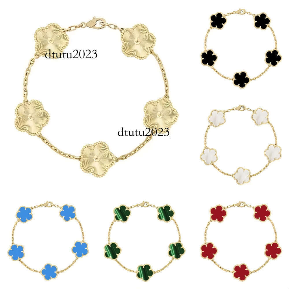 Lucky Gold Clover Bracelet Designer Jewelry Fashion Women Stainless Steel Mother-of-Pearl Christmas Valentine's Day Gift Charm Bracelets 4 Leaf Flower Necklace4