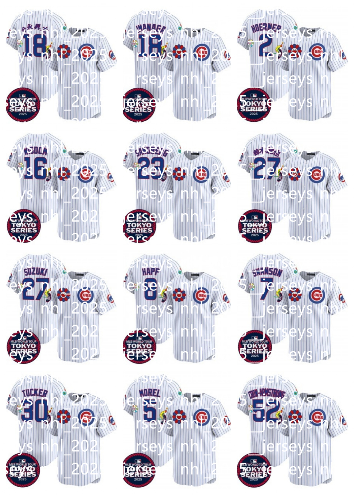 Chicago''Cubs''Shota Imanaga Ian Happ Dansby Swanson Nico Hoerner Christopher Morel Baseball Custom White 2025 Tokyo Series Cool Base Jerseys