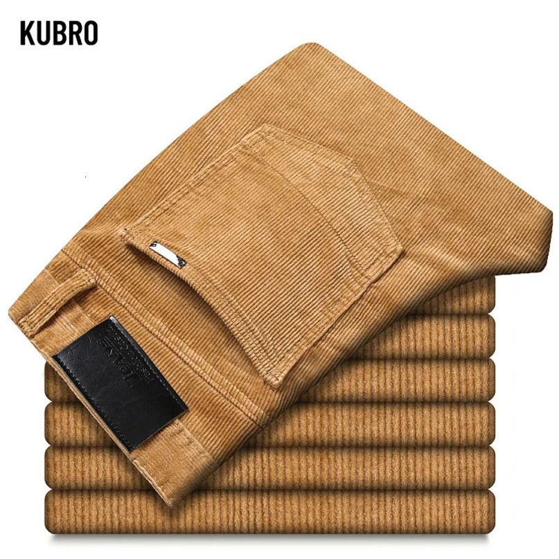 5Color Mens Thick Corduroy Casual Pants Winter Business Fashion Stretch Regular Suitable for Trouser Clothing 241115