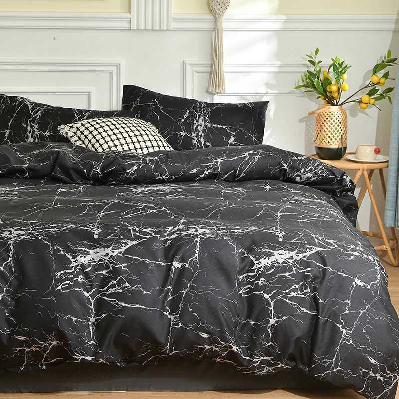 Black Marble Duvet Cover Sets SingleQueenKing Comforter Cover220x240 Reacive Printed Double Bed Cover200x200 Quilt Cover Sets H251011