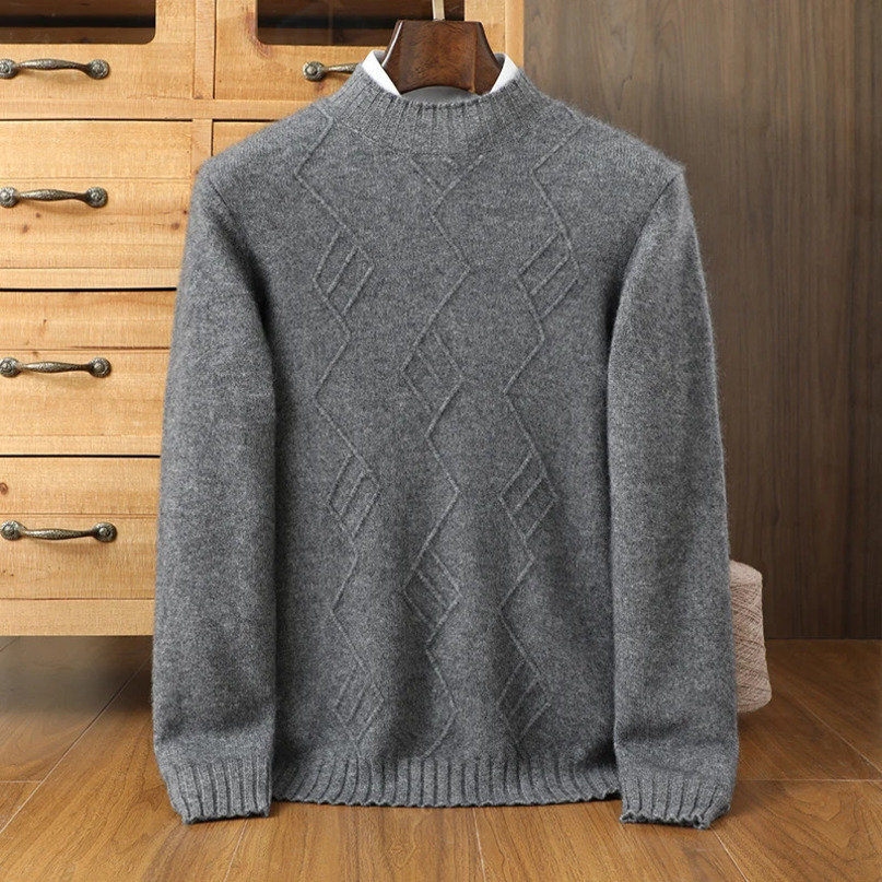 autumn and winter cashmere sweater mens round neck diamond head long sleeved knitted loose bottom 241115