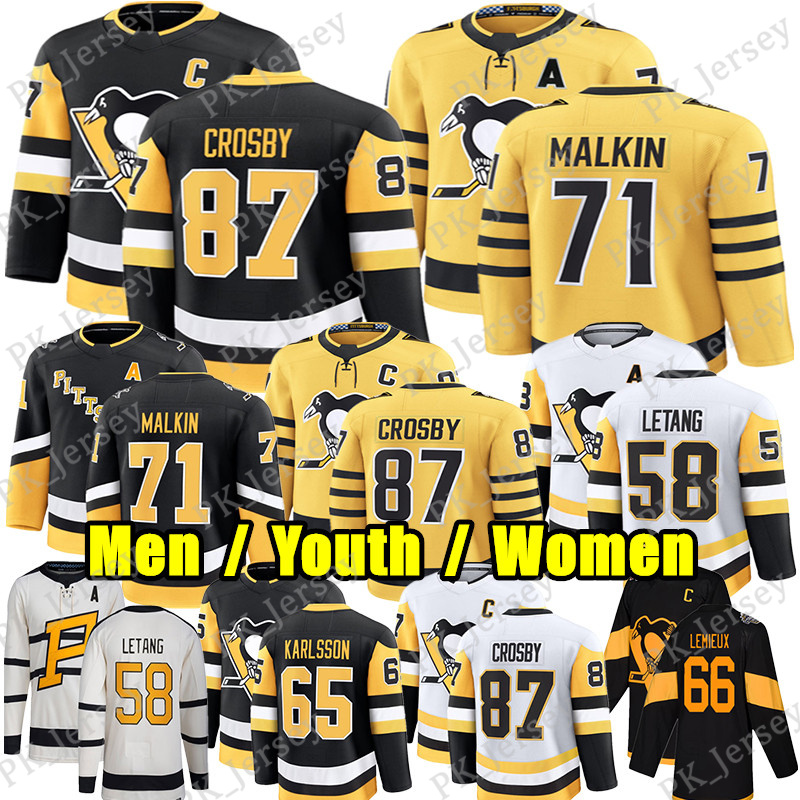 #87 Sidney Crosby pittsburgh hockey jersey penguin jersey Kris Letang Erik Karlsson Evgeni Malkin Bryan Rust Tristan Jarry Mathew Dumba Jagr Anthony Mantha jerseys