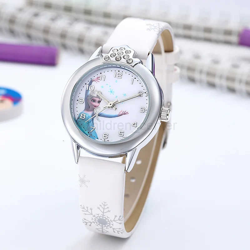Disney Elsa Watch Girls Elsa Princess Kids Watches Leather Strap Cute Childrens Cartoon Wristwatches Gifts for Kids Girl Frozen Clock H251011