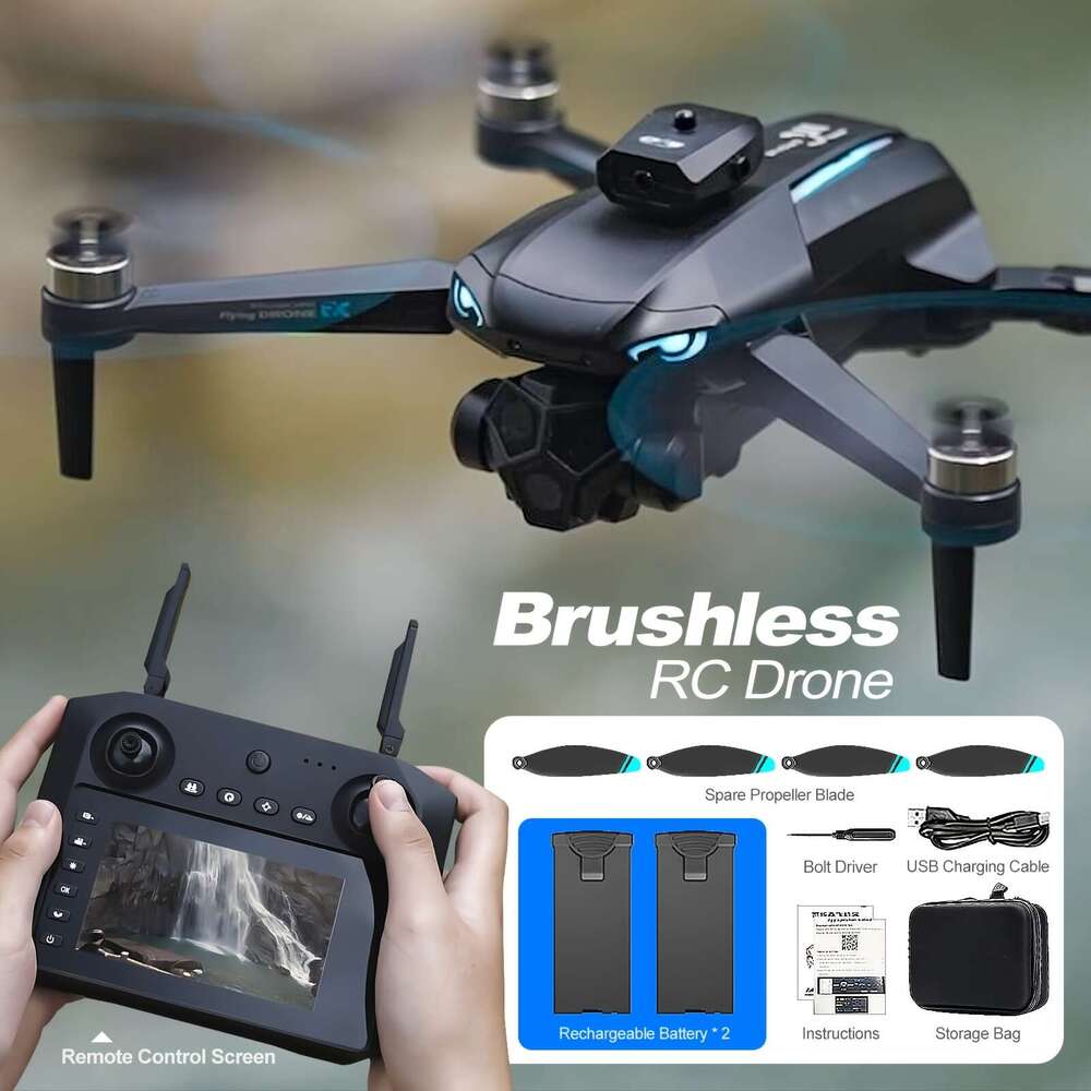Foldable FPV RC Drone Quadcopter HD Camera Brushless Motors, Smart Obstacle Avoidance, GPS Auto Return Home, Intelligent Follow Me, Big Controller Wit