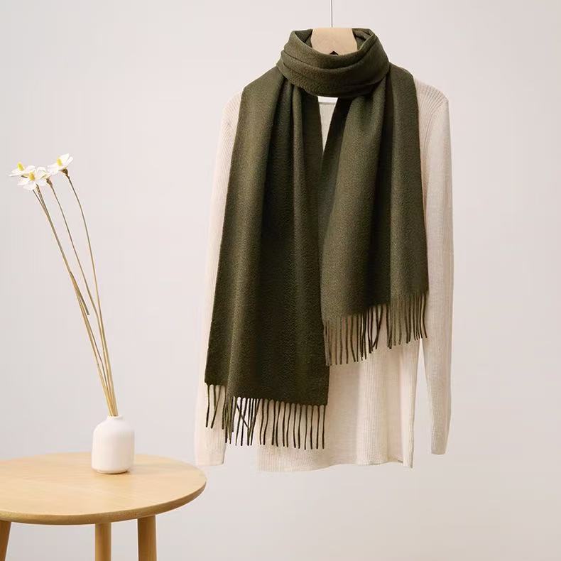 T2000 pure wool autumn and winter warm solid color warm scarf