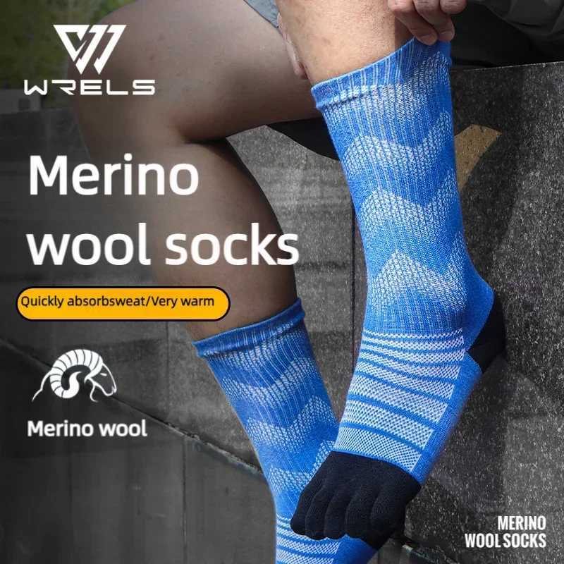 WRELS 13 Pairs Merino Wool Thermal Socks Men Moisture Wicking Thicken Warm Ski Hiking Cushioning Compression Sports Toe SocksW251011