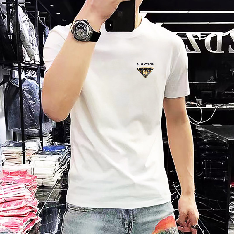 Ice Silk White Short Sleeve Designer Hoodie T-shirt For Men European Station Men's Luxury Brand International High-end Big Brand Designer Shirt European Goods