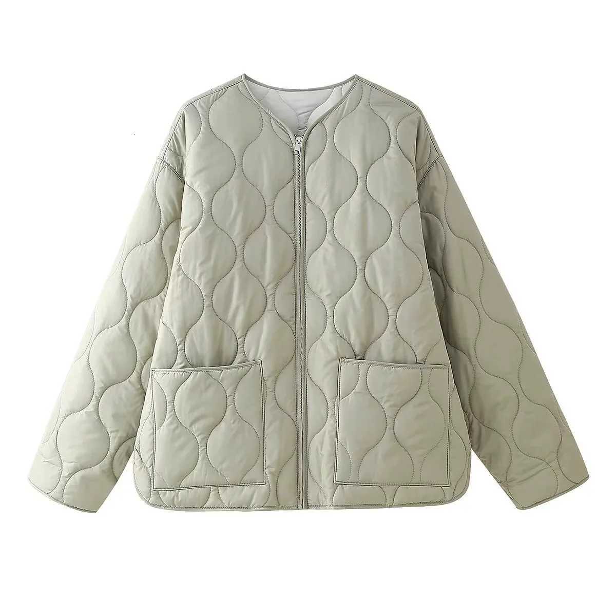 Womens 2025 New Simple Loose Warm Pocket Quilted Cotton Jacket Womens Jacket Cotton ClothesXJ251011