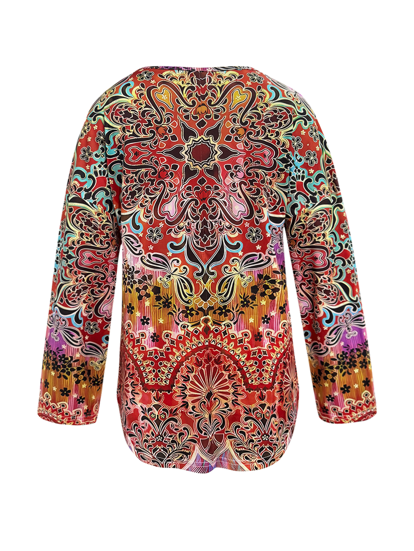 Women's Autumn Winter New Printed Long - Sleeve Loose Top - Casual Vacation & Loungewear Mixed - Color Top-CF52855