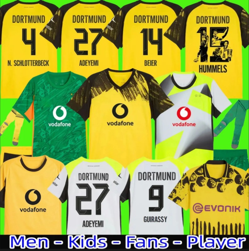 2025 26 Dortmund three-legged jersey 25 26 BVBs Soccer Jerseys NEONGELB HUMMELS BRANDT DORTMUNDs 4th Sabitzer Football shirt Club World Cup Jersey MOUKOKO Men's Kids