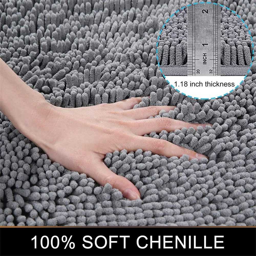 Olanly UShaped Toilet Rug Chenille Bathroom Mat Absorbent Quick Dry Soft Plush Carpet Floor Decor NonSlip Shower Pad Bath Mats C251011
