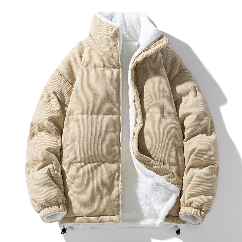 Winter plus velvet corduroy double-sided wear couple Yaoli velvet jacket cotton clothes