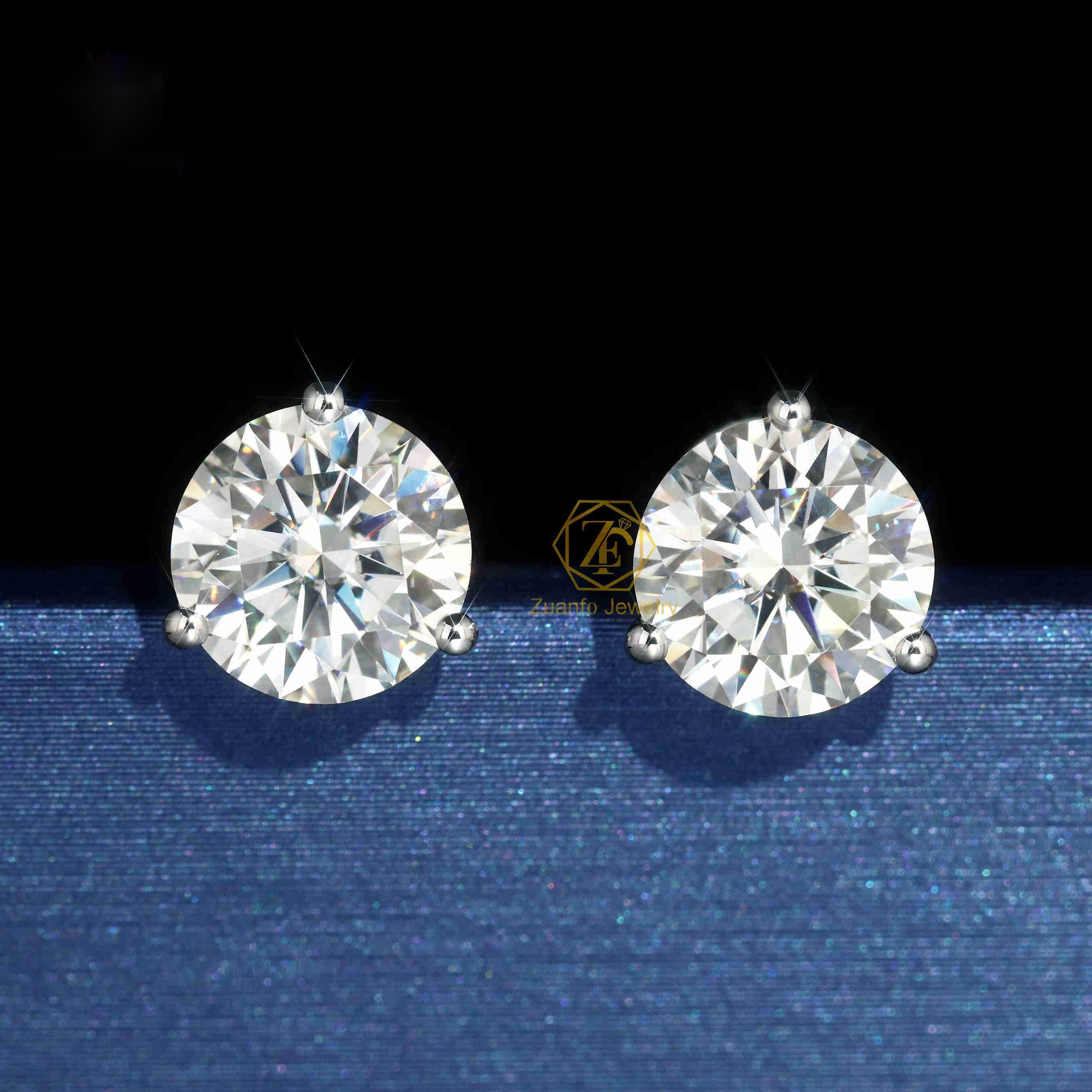 2025 Lab Grown Diamond Earrings IGI Certified 14k18k Solid Gold 3 Prong Screw Back HPHT CVD Studs