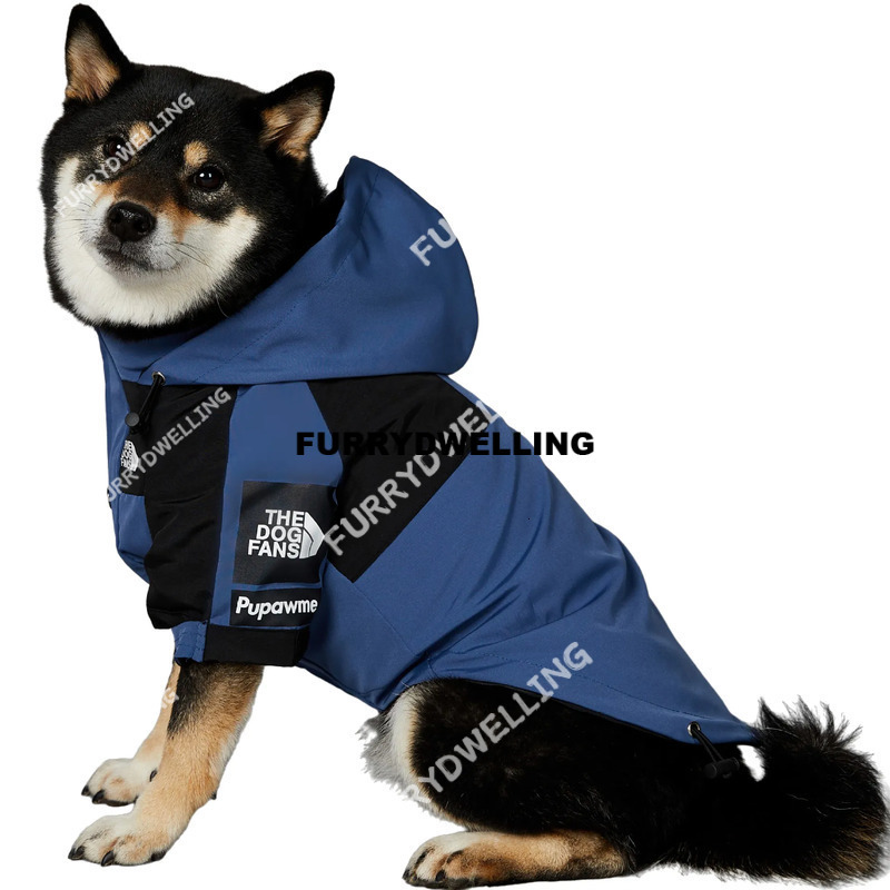 Autumn Winter Coat, Adjustable Hood Dwe74 Outdoor Jacket, Waterproof Windproof Zipper Pet Clothes With Leash Hole For Small Medium Large Dogs Blue XL A305