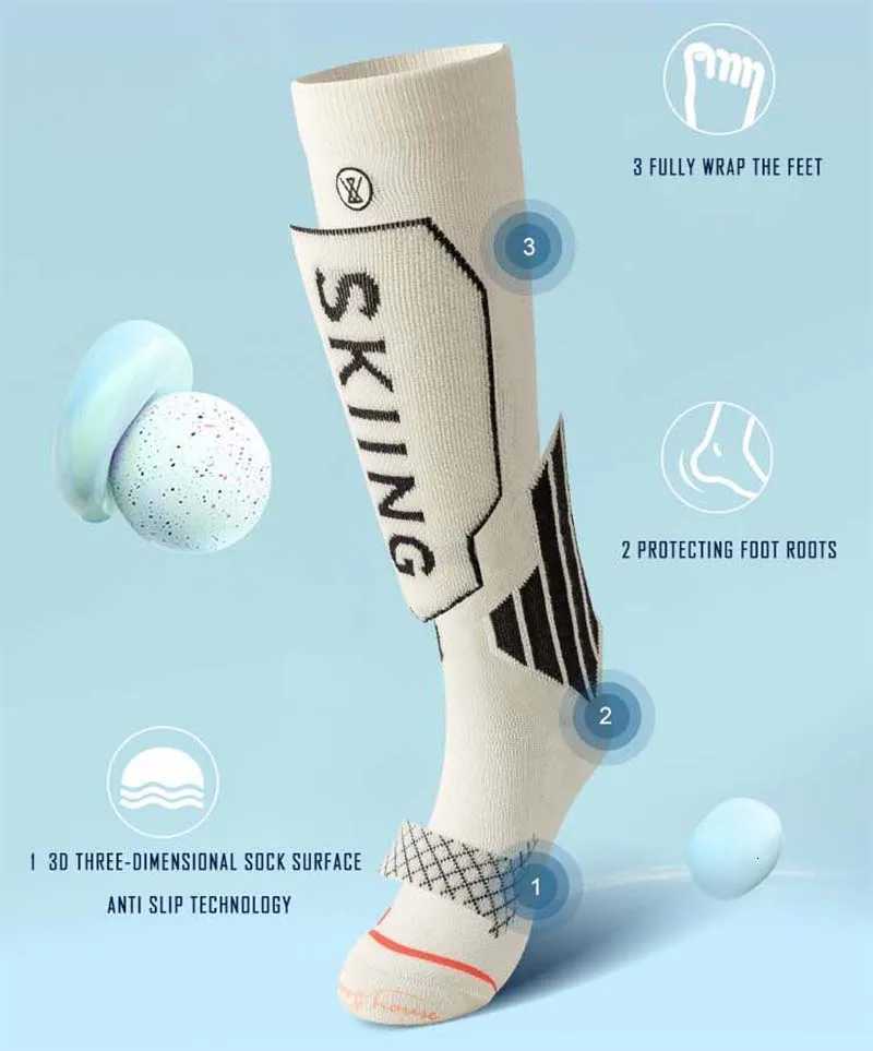 Merino Wool Thermal Socks Long Tube Outdoor Sports Thermal Socks Skiing Hiking Ski Mountaineering Sports Socks for WomenW251011